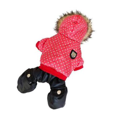 Imagem de Roupas para cães inverno quente cachorro moletom com capuz macacão eng