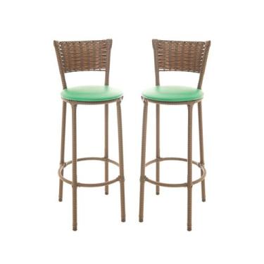Imagem de KIT 2 Banquetas Alta Encapada Junco ARGILA Area de Lazer Cozinha Balcã