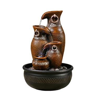Imagem de XFNVXC Fonte decorativa interna de mesa fonte de água relaxante para área de trabalho com sons de água em cascata para sala de estar ou quarto, fonte de jardim para casa