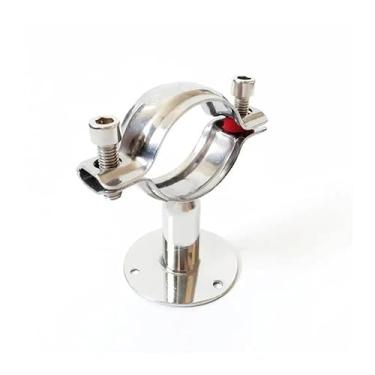 Imagem de 42-45 mm 1-3/10.2 cm 42 mm Clipe de suporte de gancho de tubo com placa de base inoxidável 304 para fabricação de cerveja L = 100 mm