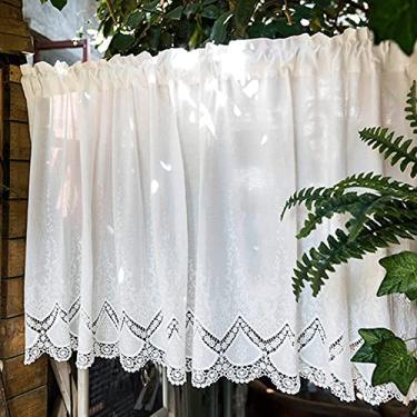 Imagem de Cortina de cozinha curta janela oco bordado cortina de cozinha algodão, cortina curta de chiffon, meia cortina semi-transparente, cortina de bolso de barra para café bistro pub dormi