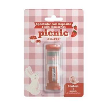 Imagem de Apontador Escolar Leonora com Depósito e 4 Mini Borrachas Picnic