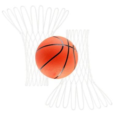 Imagem de Kit Basquete Com Bola Oficial + 2 Redes 12 Alças Malha Grossa Fio 2mm 