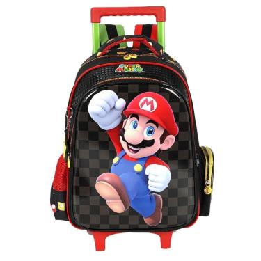 Imagem de Mochila de Rodinhas Luxcel Com Alça Mario Bros Preto