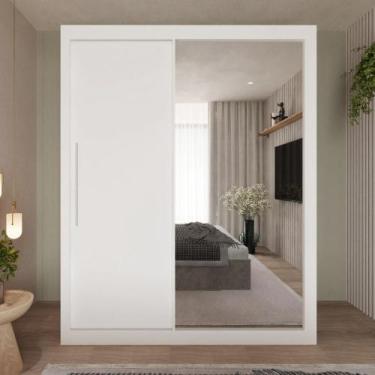 Imagem de Guarda Roupa Solteiro com Espelho 2 Portas de Correr Em MDF Royale Gel