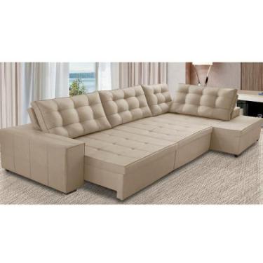 Imagem de Sofá de Canto Retrátil e Reclinável com Molas 3,40x2,00 Berlim Suede M