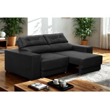 Imagem de Sofá retrátil e reclinável 3 lugares Roma Suede - Mirra Decor, Preto