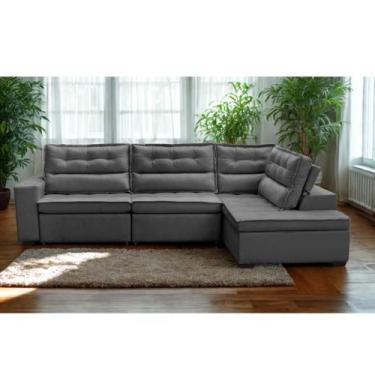 Imagem de Sofá de Canto Retrátil e Reclinável com Molas 3,40x2,00 Viena Suede Mi