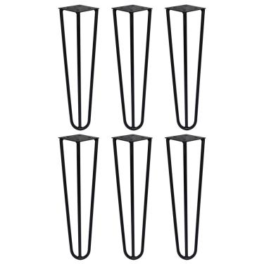 Imagem de Kit 6 Pés de Metal 30 CM Hairpin Legs Mesa de Canto Rack e Puffs Preto G41