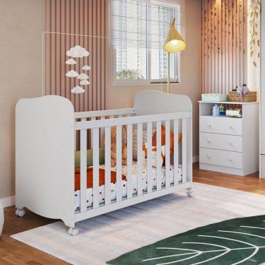 Imagem de Quarto de Bebê Completo Matteo 100% Mdf 3 Gavetas Branco Brilho - Pnr Móveis