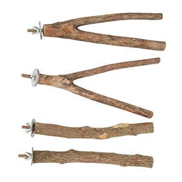 Imagem de Zerodis Conjunto de Suporte para Poleiro de Pássaros Produtos para Animais de Estimação Suprimentos para Pássaros Brinquedos para Academia Com Galho Em Y e Design de Galho de Vara Ideal para Papagaios e Calopsitas Escalarem e Mastigar Conjunto de Suporte para Poleiro de