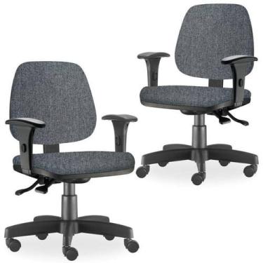 Imagem de Kit 2 Cadeiras De Escritório Giratória Job Chumbo - LYAM DECOR