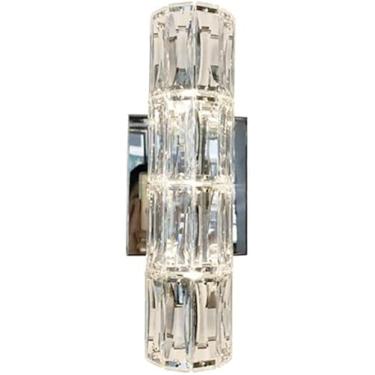 Imagem de Tira De Arandela De Parede Led Iluminação De Arandela De Cristal Em Acabamento Prateado Luminária De Banheiro De Cristal Para Banheiro Corredor Quarto Sala De Estar Arandelas De Pared, 8 * 46CM