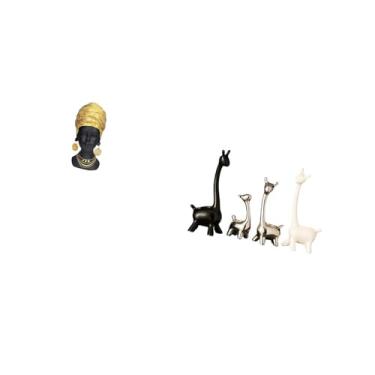 Imagem de Fenteer Estátua de Girafa Africana, Ornamento de Mesa, Estatueta de Resina, Escultura Criativa, Peça Central de Cerâmica, Decoração Moderna para Casa, Entrada