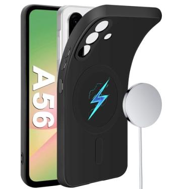 Imagem de Capa magnética para Samsung Galaxy A56, adequada para Mag-Safe, Slim Soft Touch Silicone para Samsung A56 telefone gel borracha microfibra forro capa protetora para Galaxy A56 5G 6,7 polegadas (preto)