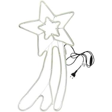 Imagem de Estrela Neon LED Pisca Branco Quente 127V – Iluminação Decorativa Natalina, Mangueira Flexível, Baixo Consumo, Uso Interno e Externo, 72x36cm