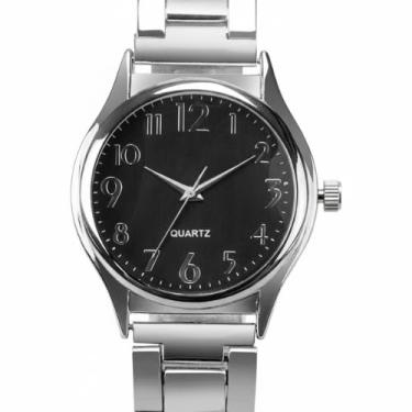 Imagem de Relógio Feminino Analógico Aço Inoxidável Prata Fundo Preto Elegante Luxo Presente