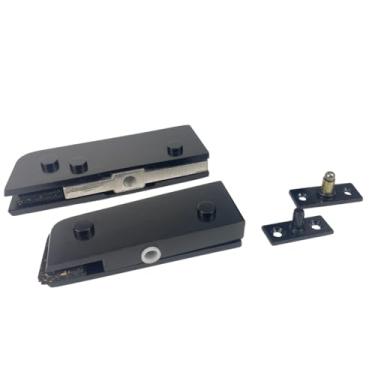 Imagem de Kit Dobradiça Inferior e Superior para Instalação de Porta Pivotante de Vidro Temperado 8 a 10 mm (Preto)