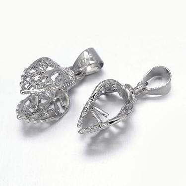 Imagem de 10 peças de latão, folha de gelo, prendedor de pinças, prendedor de fiança, pingente de conector para colar de pingentes faça você mesmo (platina)