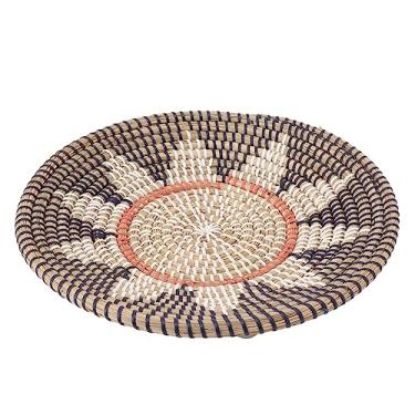 Imagem de YOUTHINK Decoração de Cesta de Parede Tecida de 35 Cm, Arte Prática de Parede Redonda Com Isolamento Térmico para Sala de Estar e Quarto (Estilo 2)