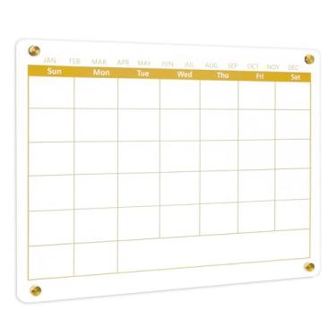 Imagem de Marribol Quadro de acrílico apagável a seco para parede, 40 x 29 cm, quadro branco dourado para casa, escritório, escola