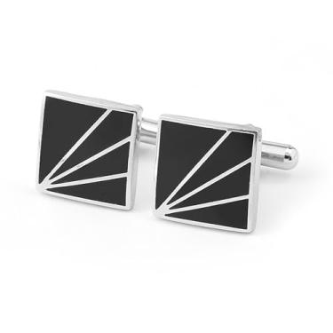 Imagem de Abotoaduras masculinas quadradas pretas BLC267-P, BLC267-01, Cobre, Sem Pedra Preciosa