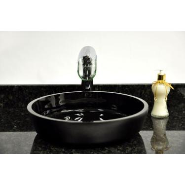 Imagem de Cuba de Vidro Redonda Achatada 43cm Bolonha - EKASA, Preto