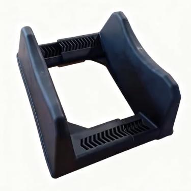 Imagem de FJMQHU Suporte de exibição de pneus de carro, suporte de aro de roda, bandeja de pneu versátil e estável, base de exibição de rodas para feiras de reparo de, Preto