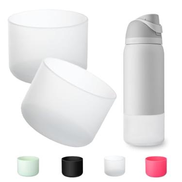 Imagem de LONPARRY Pacote com 2 botas de silicone para garrafa de água Owala 947 ml, capa inferior antiderrapante para garrafas de água de aço inoxidável FreeSip, Twist e Flip transparente