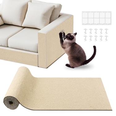 Imagem de pawstrip Tapete para arranhar gatos de 100 x 40 cm, protetor de móveis autoadesivo para arranhões, protetor de sofá de garras faça você mesmo, tapete de escalada, arranhador de canto interno para