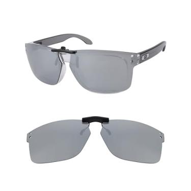 Imagem de HILEEN Óculos de sol polarizados com clipe para Oakley Holbrook OX8156 56 mm para homens, proteção UV - prata