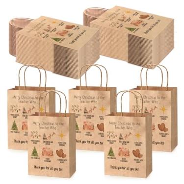 Imagem de Tenceur 25 peças de sacos kraft de agradecimento de professores de Natal, sacos de papel com alças para funcionários escolares, eventos, reconhecimento de professores, materiais de semana de educação