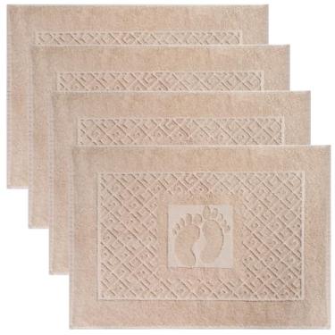 Imagem de Marmaris Co. Toalhas de banho 100% algodão turco – pacote com 4, secagem rápida, lavável na máquina, absorvente, toalhas de chão macias com design de pés – qualidade de hotel e spa, 20 x 27,5 (4