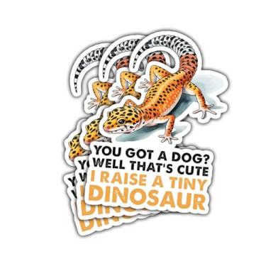 Imagem de Adesivo de vinil divertido You Got a Dog That's Cute I Raise a Tiny Dinosaur Leopard Gecko, decalque de vinil divertido para adolescentes, adultos, laptop, carro, scrapbook, caderno, garrafa de água