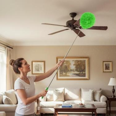 Imagem de Espanadores para limpeza com haste de extensão - espanador extensível de alto alcance, espanadores de microfibra laváveis para canto de tetos domésticos