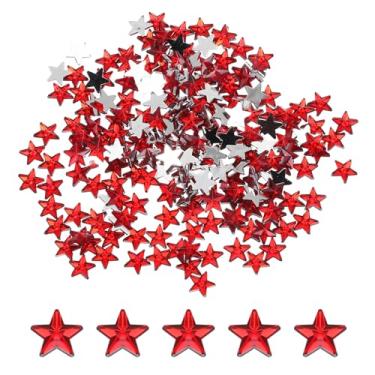 Imagem de Generic 200 peças de strass de estrela acrílica 8 x 8 mm pedras de plástico com costas planas para artesanato, contas, pintura facial, bijuterias, vermelho, vermelho
