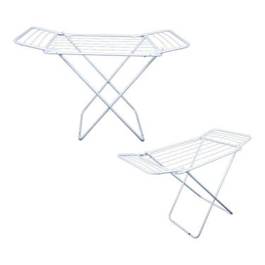 Imagem de Varal De Chão Com Abas Retrátil Dobrável Reforçado Branco 120 Cm - Gudim