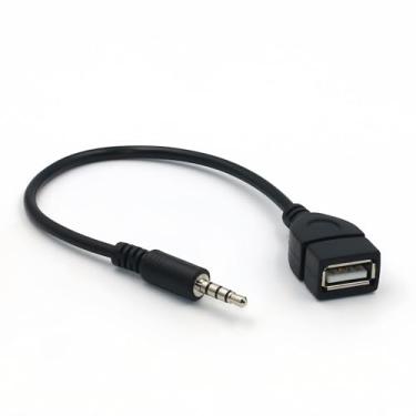 Imagem de Adaptador de áudio OTG de 3,5 mm para USB 】 Cabo conversor auxiliar macho para fêmea para reprodução de música estéreo de carro, conector OTG universal para unidade USB e dispositivos de armazenamento