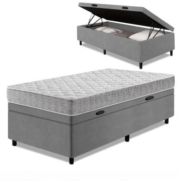 Imagem de Cama Box Baú Solteiro D33 Inducol Soft 88x188x58cm Cbp Cinza
