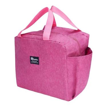 Imagem de Bolsa isolada, lancheira para mulheres e homens, lancheira fofa, bolsa térmica reutilizável para trabalho, viagem, piquenique, rosa, 9.8*5.5*9.8in