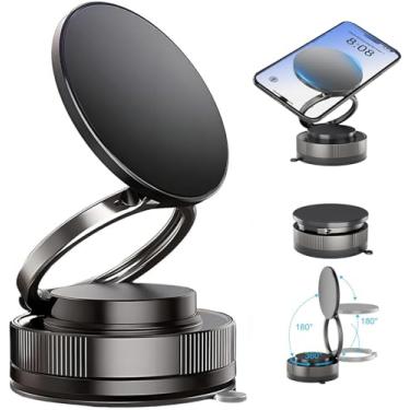 Imagem de Suporte Magnético para Celular de Carro 360° Ajustável e Dobrável, Portátil com Ventosa Forte para Carro/Ginásio/Espelho/Superfícies Lisas, Compatível com Iphone e Todos Smartphones