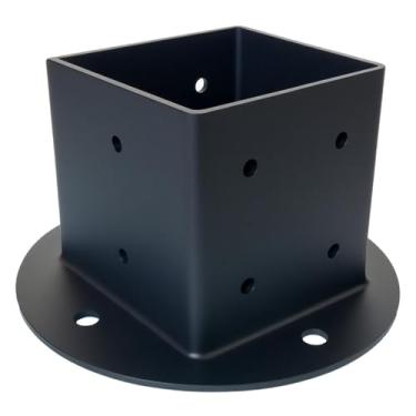 Imagem de Pacote com 2 bases de postes 6x6 para concreto, âncora de poste de cerca resistente 10ga, suporte de poste de metal preto de alta resistência para pérgola/deck/caixa de correio/varanda