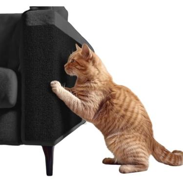 Imagem de Tapete Arranhador Autoadesivo Premium para Gatos 60x100cm Carpete Resistente Cortável Protetor de Sofá Parede Cama Evita Arranhões Fácil de Aplicar (Preto)