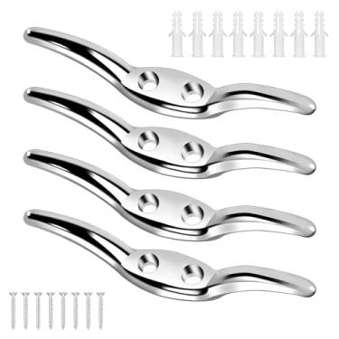 Imagem de LXUEJIE 4 ganchos de acessórios para persianas, gancho para persianas, cordão com 16 parafusos de liga de zinco, gancho para enrolador, gancho de corda para cortinas de janela de escritório em casa