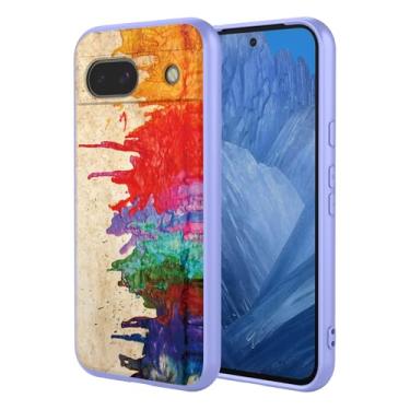 Imagem de OEURVQO Capa artística para Google 8A, capa de silicone líquido de toque macio com forro fofo, compatível com carregamento sem fio, capa protetora para Google Pixel 8A, aquarela roxa