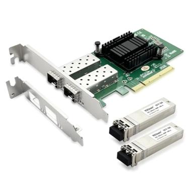 Imagem de 10Gtek Placa de rede SFP+ NIC de 10 GB, portas Daul SFP+, controlador 82599ES, compare com X520-DA2(E10G42BTDA), embalado com 2 bocais SFP+ SR (300 m, MMF, 850 nm)
