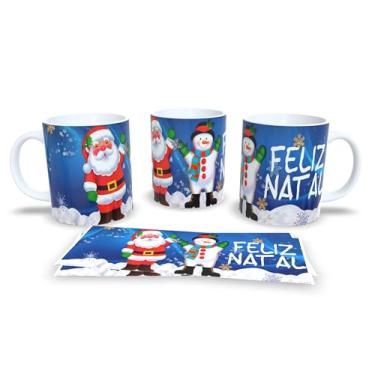 Imagem de Caneca de Natal com Desenho de Inverno, Porcelana Branca, Estampa Festiva com Papai Noel e Animais, Tema Natalino (19)