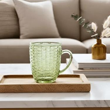 Imagem de Canecas Vidro Verde Ambar Rattan 290 ml 4 pçs Capuccino Chá (4 Canecas Verde)