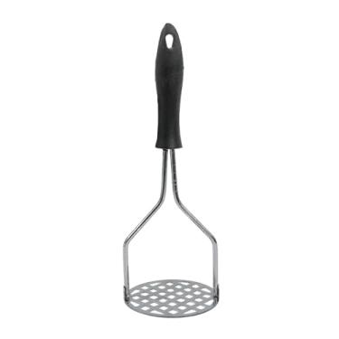 Imagem de Amassador de Batatas Profissional em Metal e Plástico, Preto, Utensílio de Cozinha com Base Gradeada