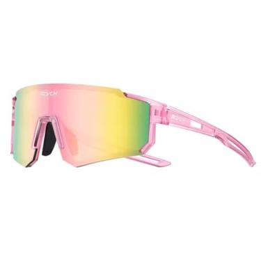 Imagem de Sevven Óculos de Sol Esportivo, Armação Rosa com Lente Espelhada, Proteção UV, Design Moderno